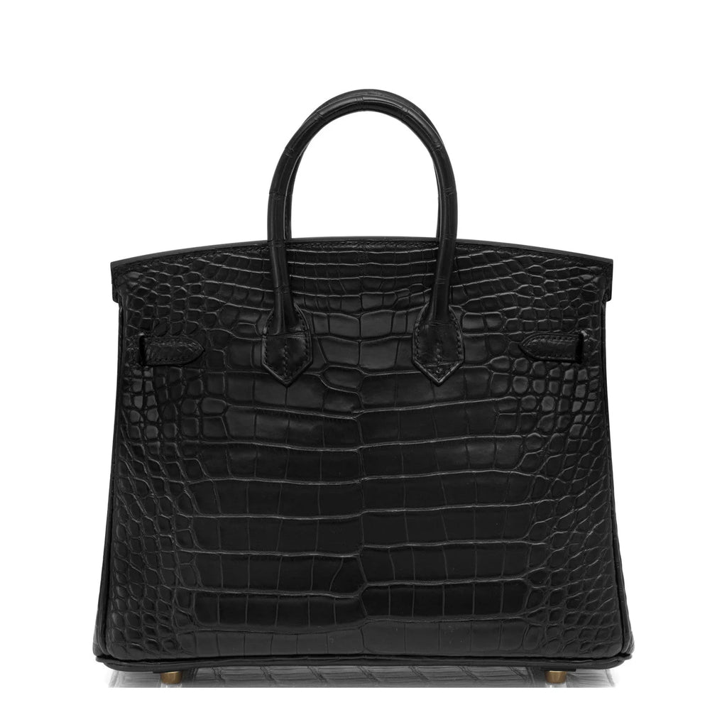 Black Matte Alligator Baby Birkin 20cm Gold Hardware