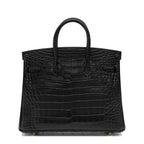 Black Matte Alligator Baby Birkin 20cm Gold Hardware