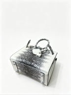 Mini Birkin 20cm Outer Stitching Tote Bag in Two-Tone Snow White Lizard Pattern