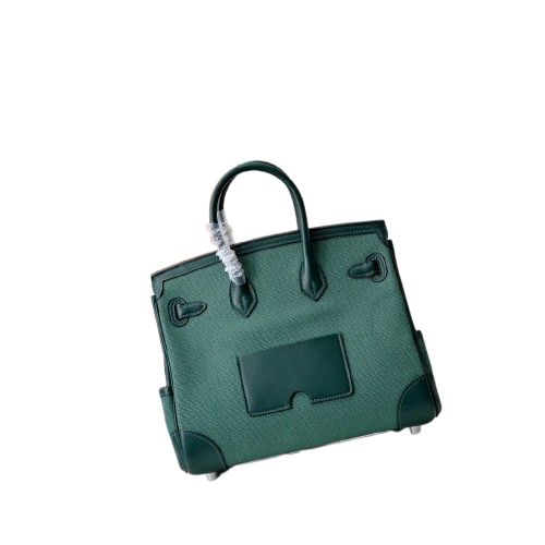 Birkin Cargo 25 Green Swift Leather and Canvas Splicing Bag