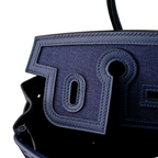 Birkin Cargo 25 Navy Blue Swift Leather and Canvas Splicing Bag