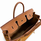 Birkin 40 Retourne in Gold Swift Leather and Suede Grizzly (Gold Hardware)