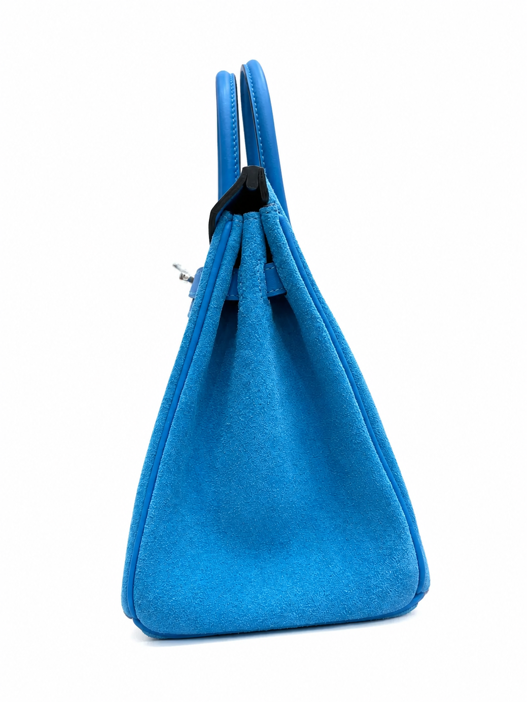 Birkin 25 Retourne in Bleu Zanzibar Swift Leather and Suede Grizzly (Palladium Hardware)
