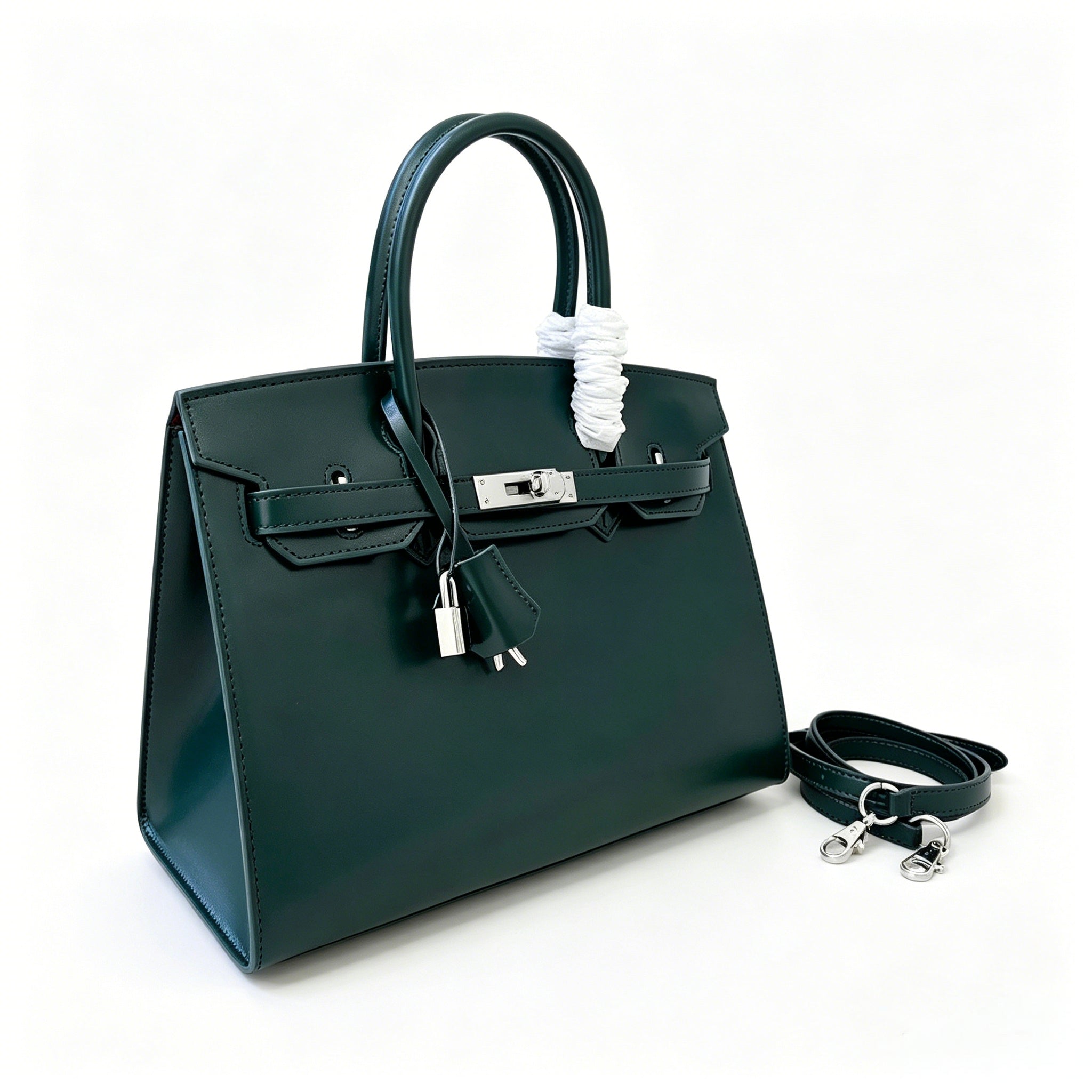 Birkin 30 Style Sellier in Vert Cypress Smooth Leather (Palladium Hardware)