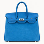 Birkin 25 Retourne in Bleu Zanzibar Swift Leather and Suede Grizzly (Palladium Hardware)