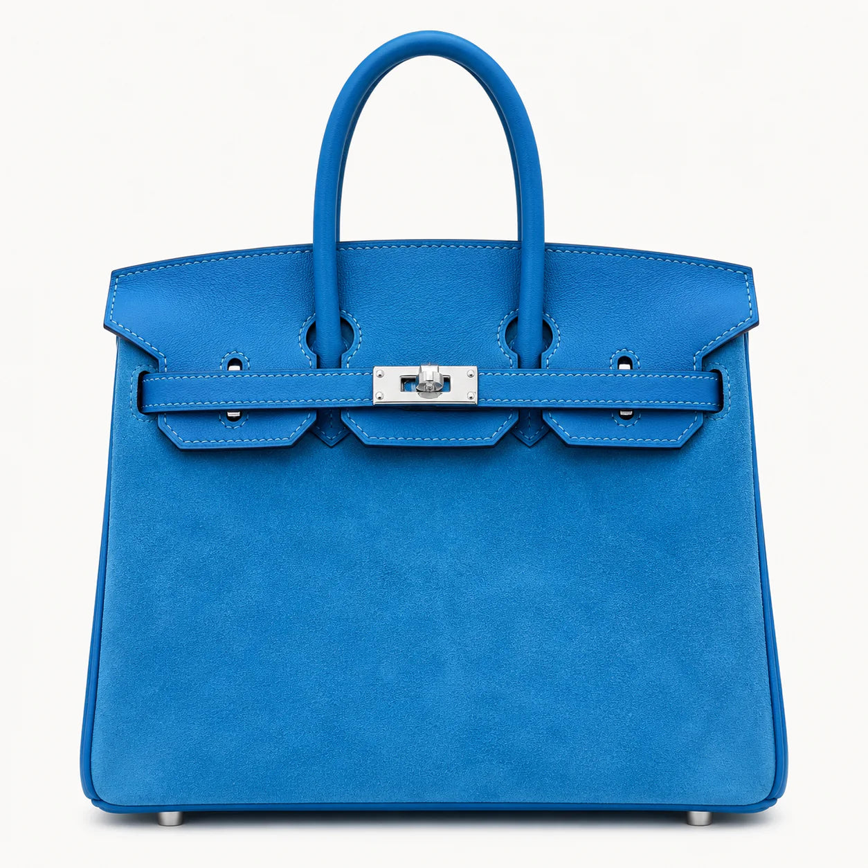 Birkin 25 Retourne in Bleu Zanzibar Swift Leather and Suede Grizzly (Palladium Hardware)