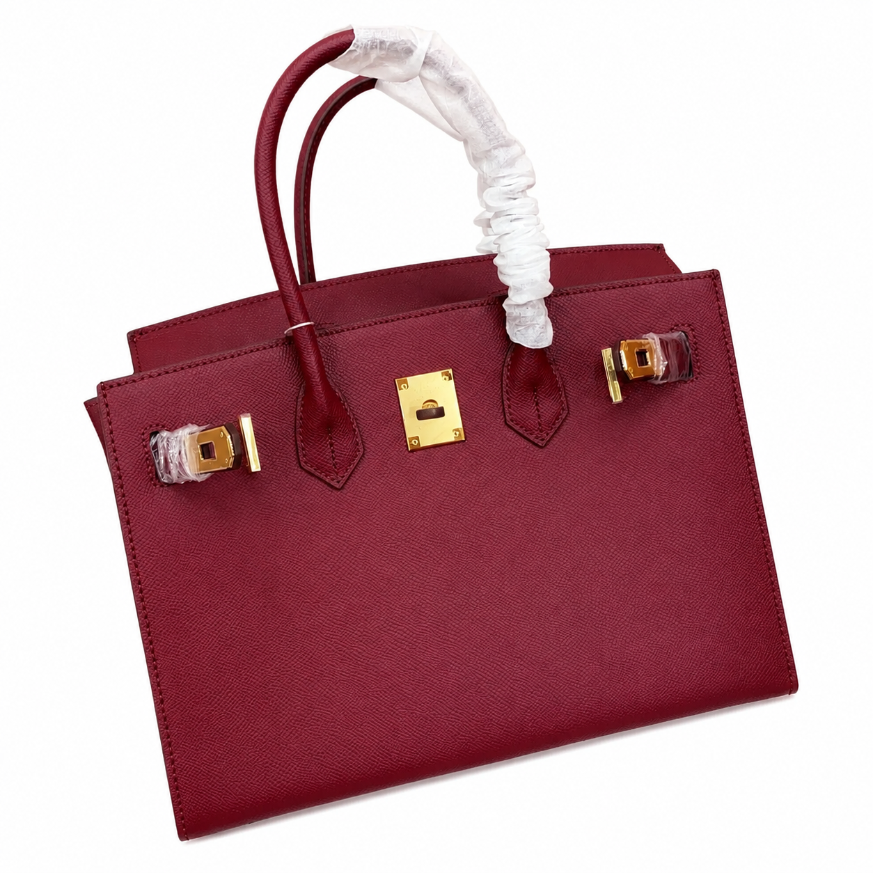Birkin Style 25/30 Sellier in Bordeaux Epsom Leather (Gold Hardware)