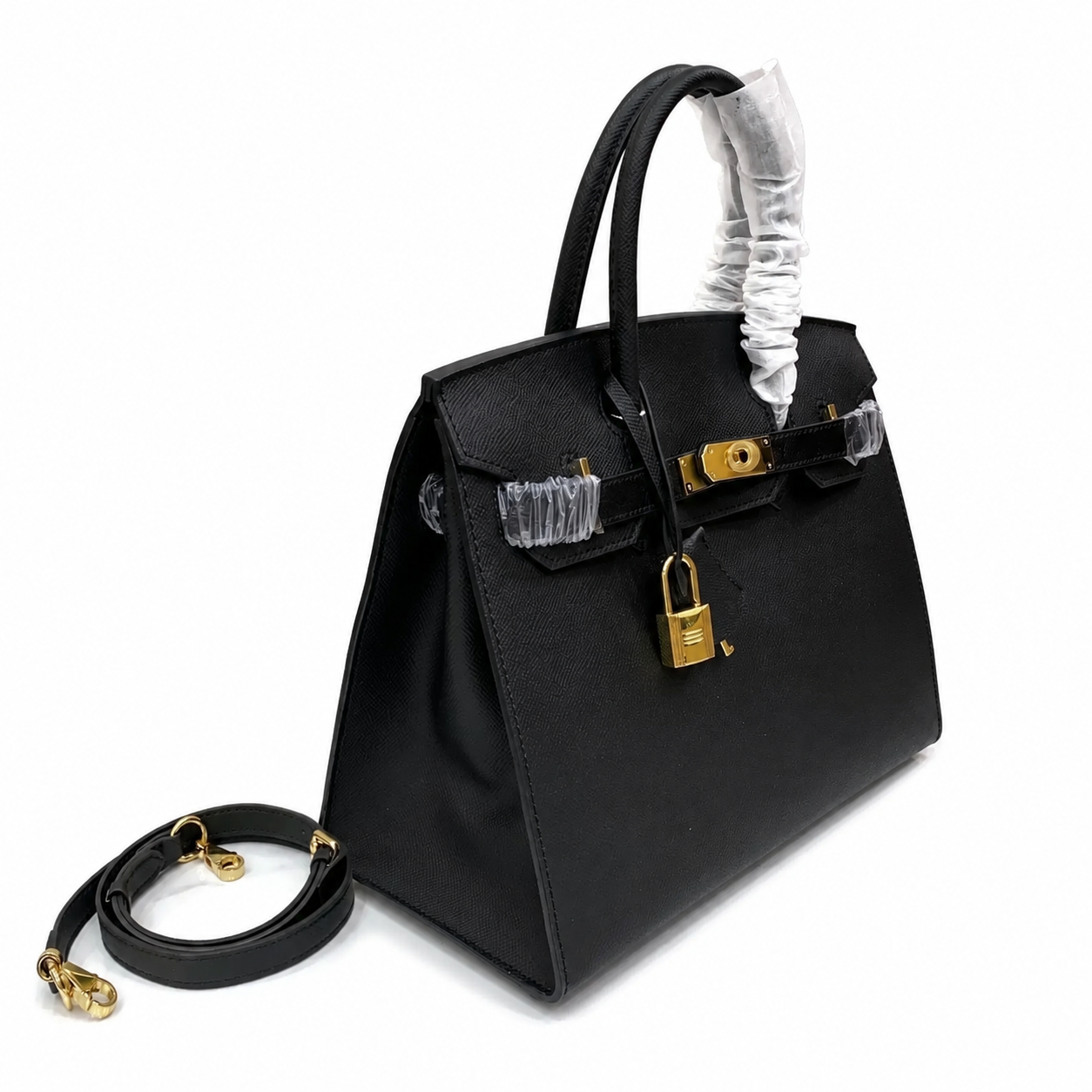Birkin Style 25/30 Sellier in Noir Epsom Leather (Gold Hardware)