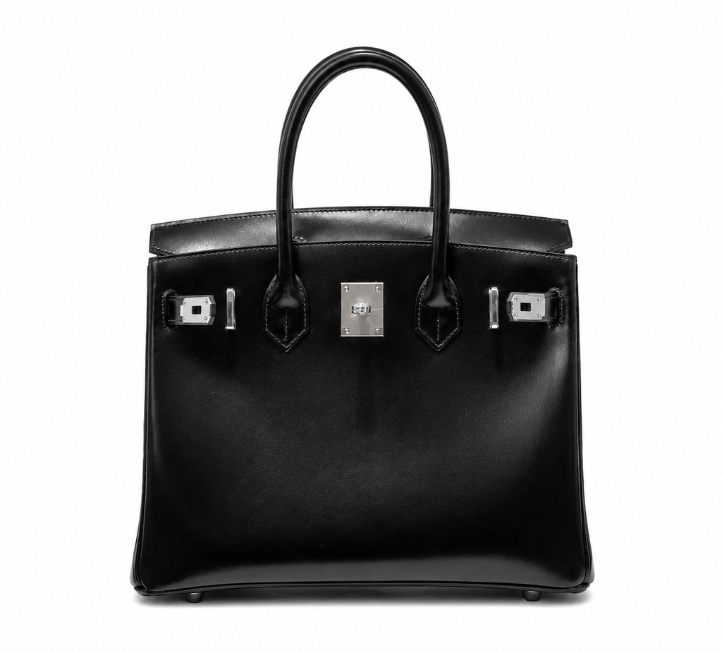 Birkin 30 Sellier in Noir Boxcalf Leather (Palladium Hardware)