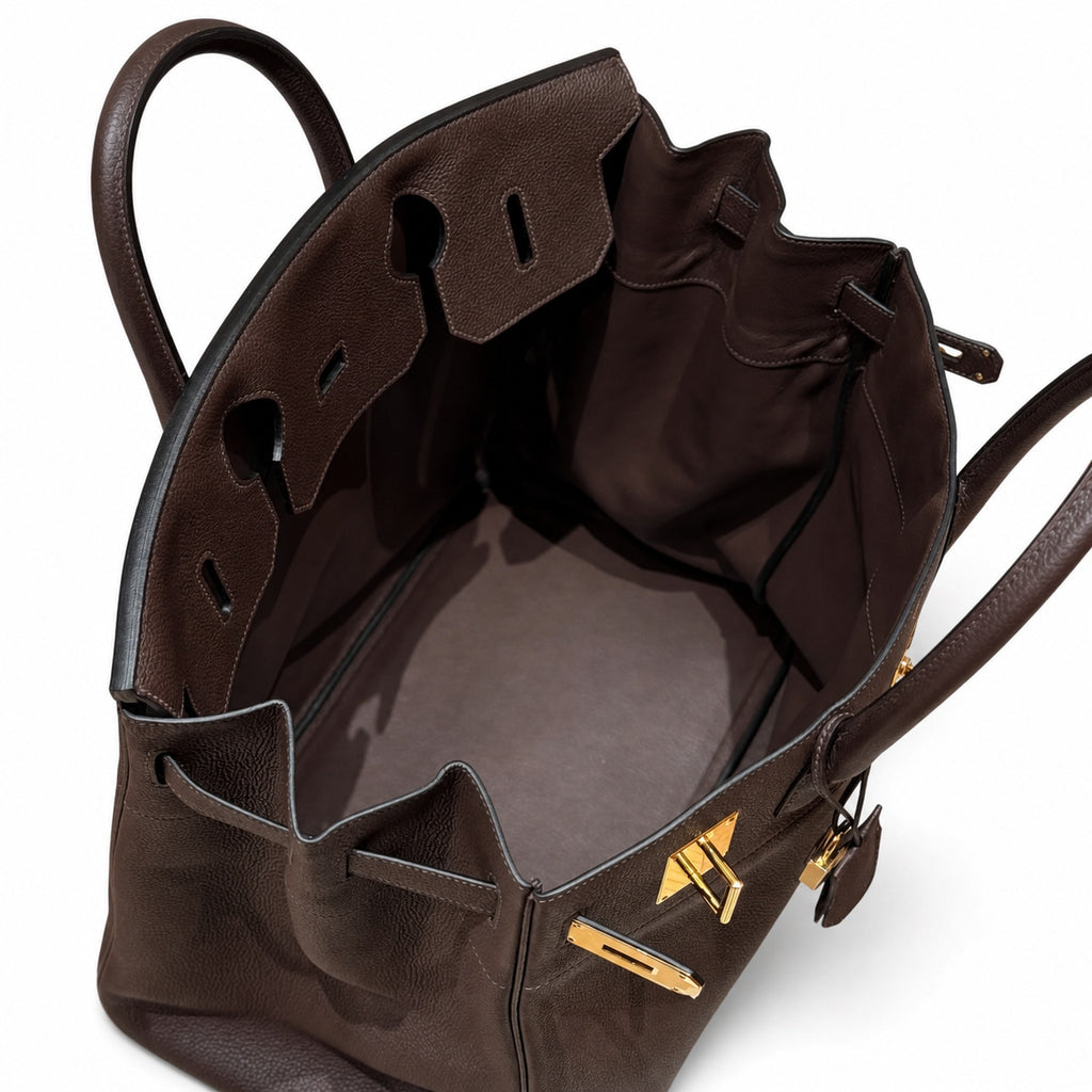 Large Birkin HAC 40cm Men's Tote in Premium Chocolate Brown Togo Cowhide