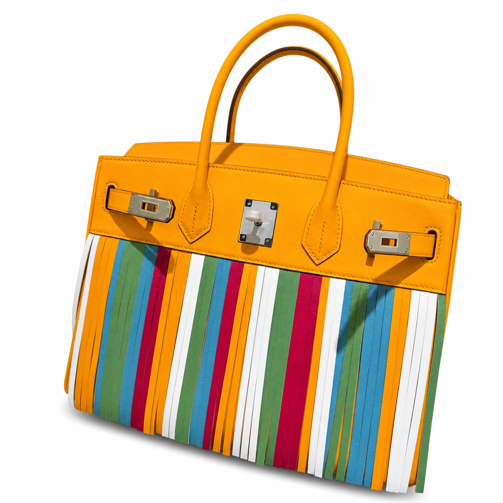 Birkin 30cm HSS Edition in Amber Yellow with Rainbow Swift Fringe