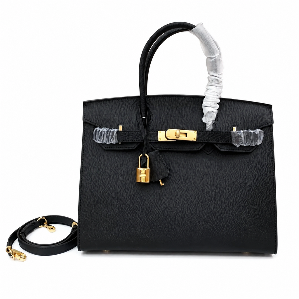 Birkin Style 25/30 Sellier in Noir Epsom Leather (Gold Hardware)
