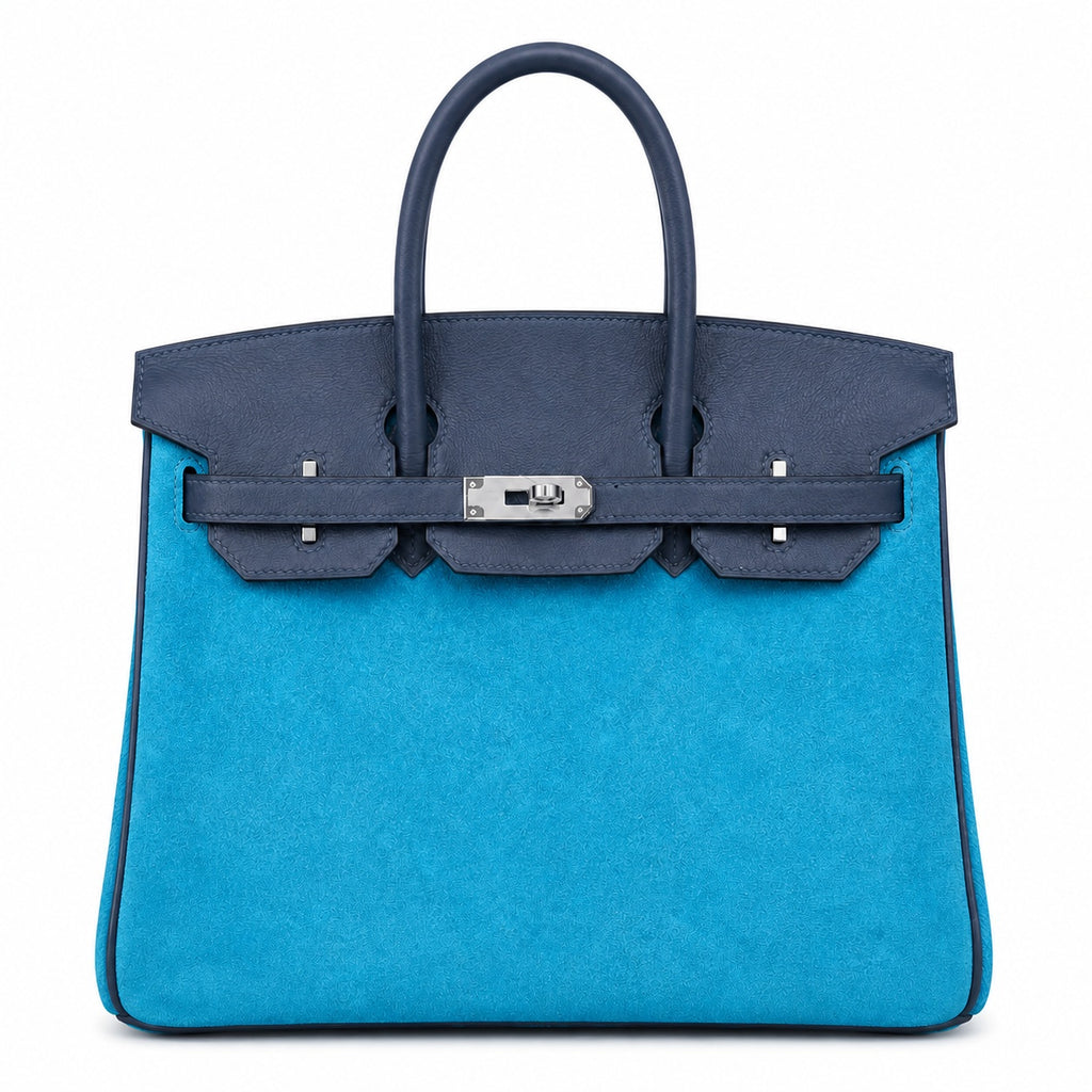 Rare Runaway Birkin 30cm Grizzly Agate Blue Suede Luxury Tote