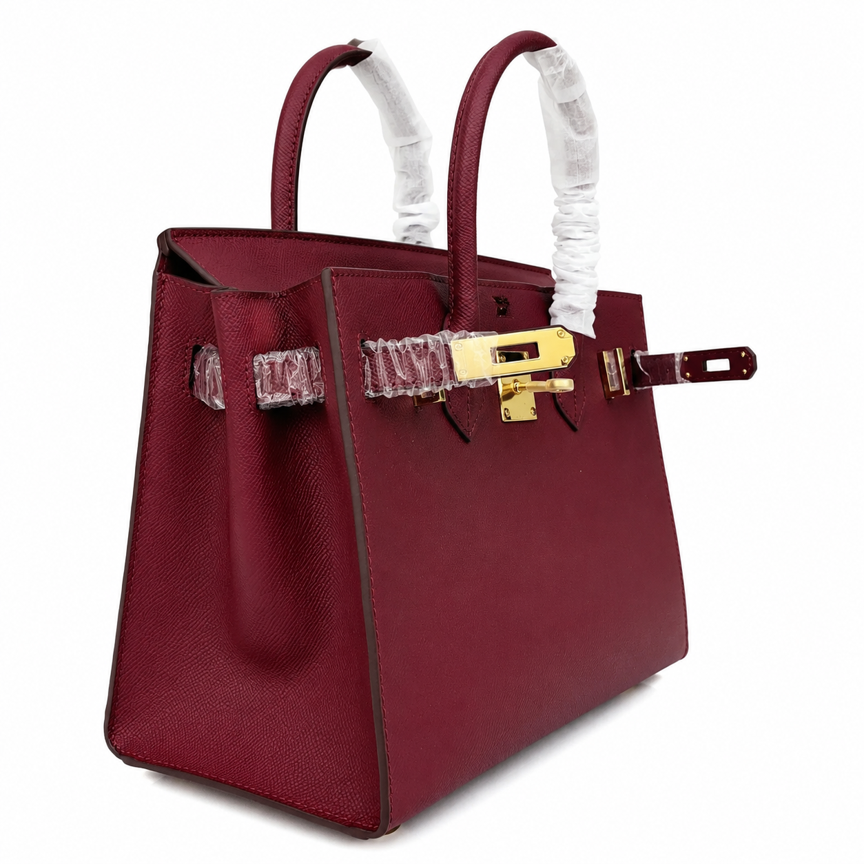 Birkin Style 25/30 Sellier in Bordeaux Epsom Leather (Gold Hardware)