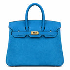 Rare Runaway Birkin 25cm Grizzly Tanzanite Blue Suede Luxury Tote