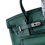 Birkin Cargo 25 Green Swift Leather and Canvas Splicing Bag