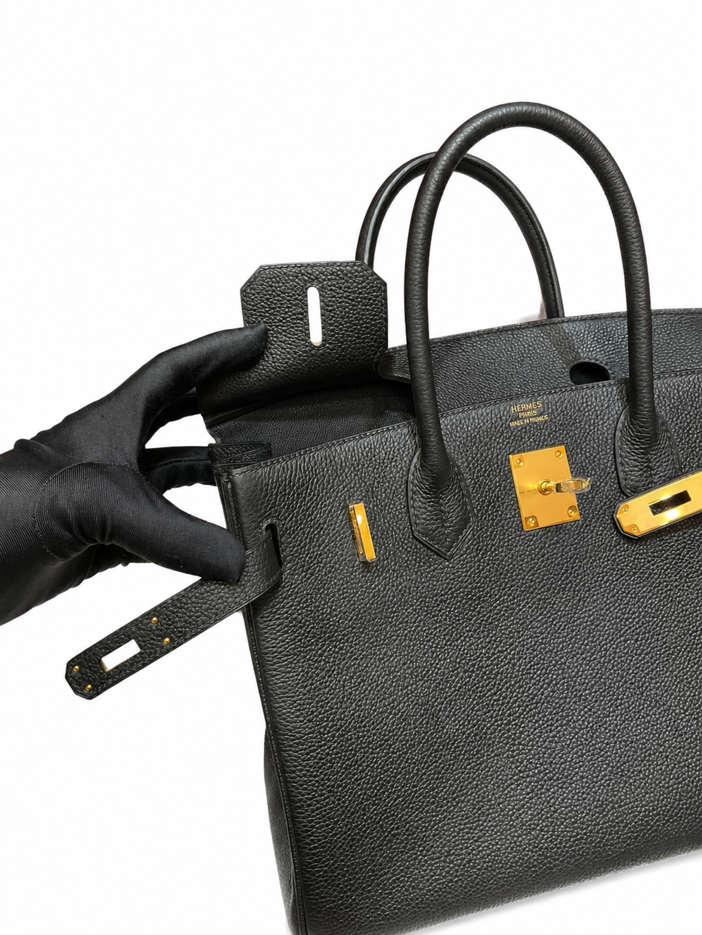 Birkin 30 Retourne in Noir Togo Leather (Gold Hardware)