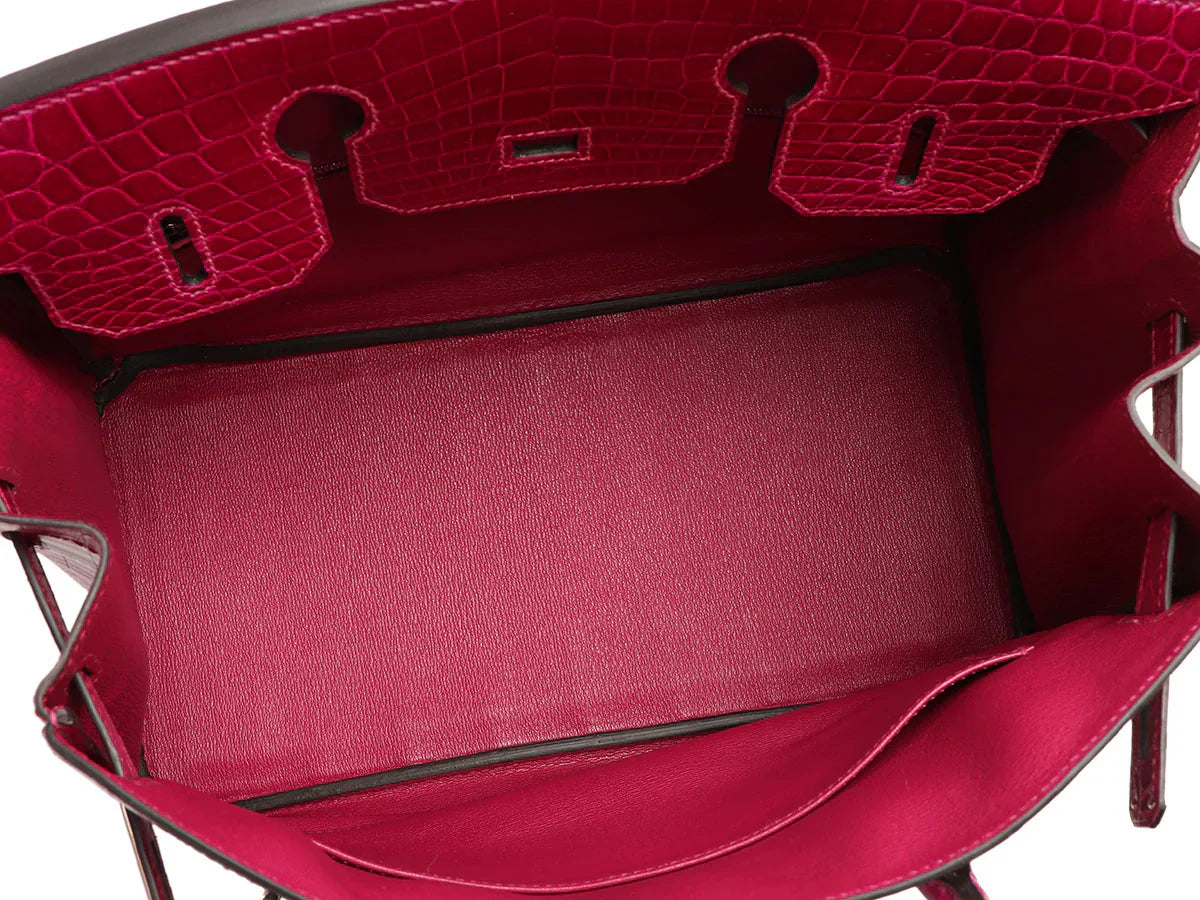 Birkin 30 Smooth Croc Print Genuine Leather Top Handle Bags
