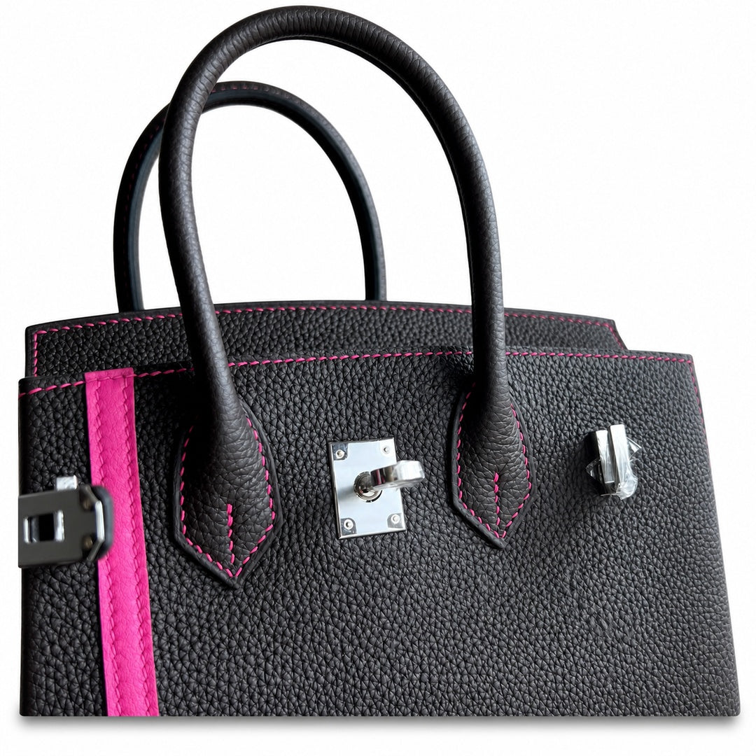 Mini Birkin 25cm Officier Edition in Chocolate Brown Togo & Pink Swift Calfskin