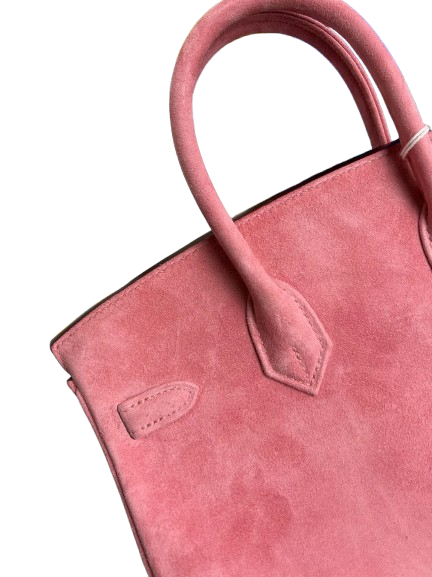 Birkin 25 Retourne in Pink Suede Grizzly (Palladium Hardware)