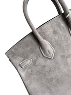 Birkin 25 Retourne in Grey Suede Grizzly (Palladium Hardware)