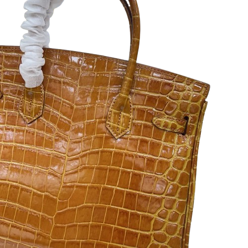 Birkin Shiny Niloticus Crocodile Cowhide Leather Gold Hardware