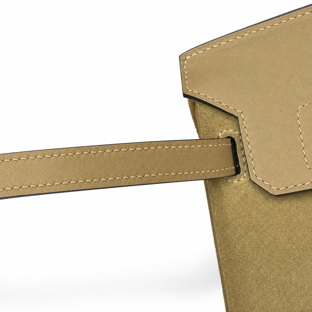 Elegant Neutral Birkin 25cm Grizzly Beige Suede Luxury Top-Handle Tote