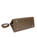 Birkin Style 25/30 Sellier in Etoupe Epsom Leather with White Stitching (Gold Hardware)