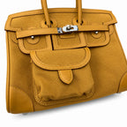 Birkin Cargo 25 in Sesame Toile Goéland and Swift Leather (Palladium Hardware)