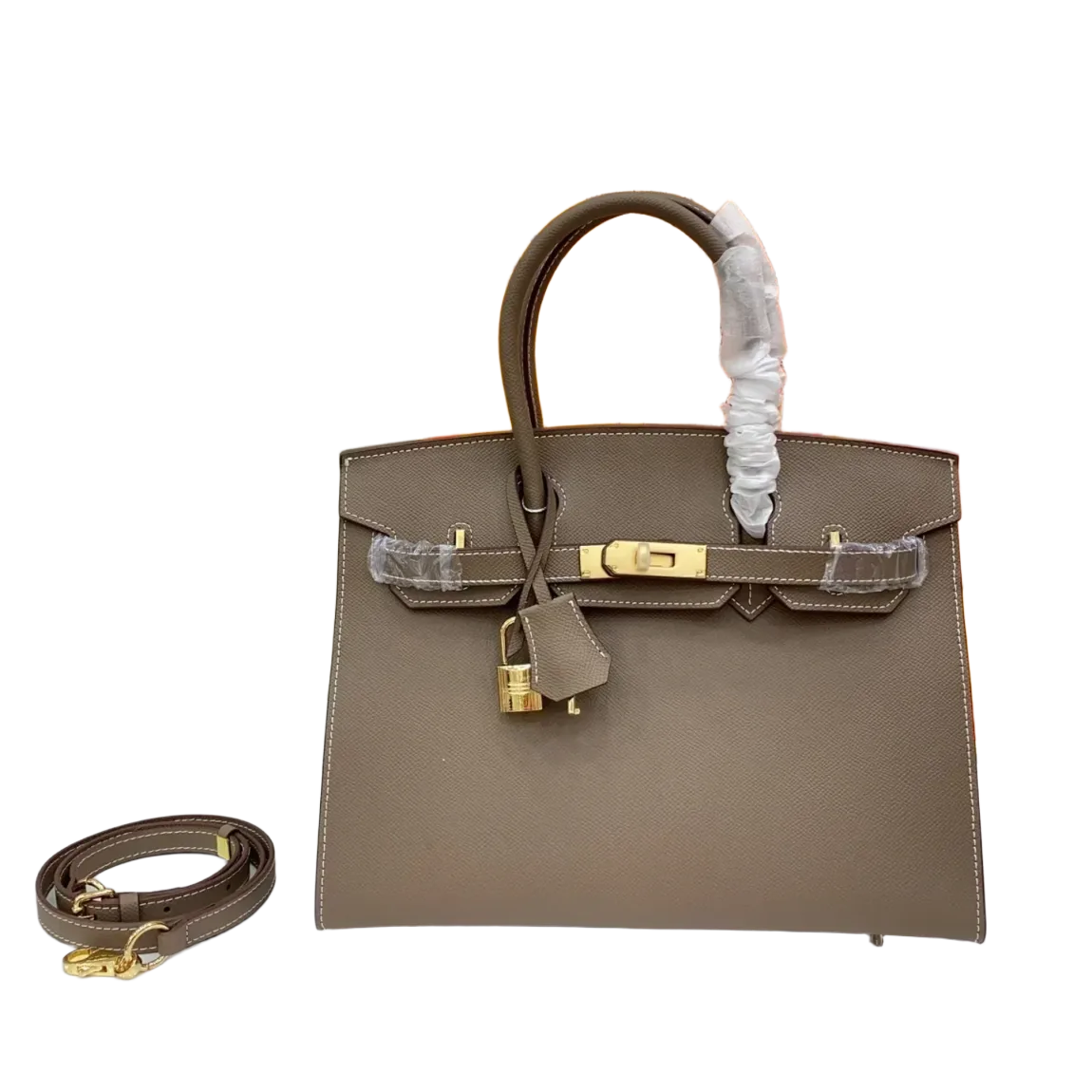 Birkin Sellier 30 Etoupe Epsom Quilted Epsom Leather