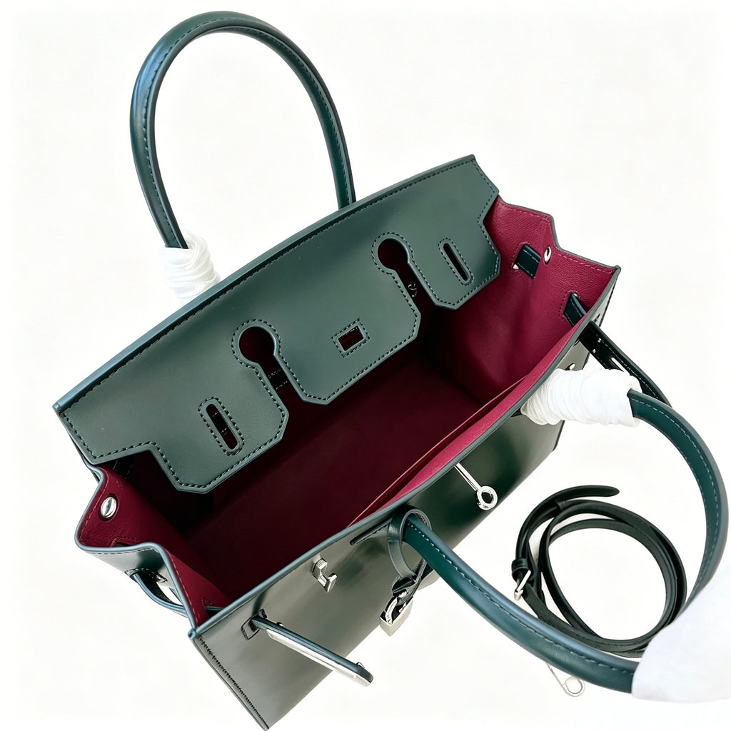 Birkin 30 Style Sellier in Vert Cypress Smooth Leather (Palladium Hardware)