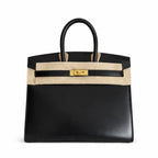 Birkin 25 Sellier Noir Box Calfskin Gold Hardware