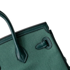 Birkin Cargo 25 Green Swift Leather and Canvas Splicing Bag