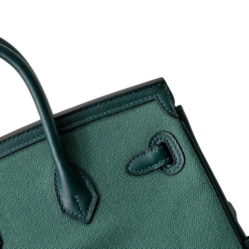 Birkin Cargo 25 Green Swift Leather and Canvas Splicing Bag