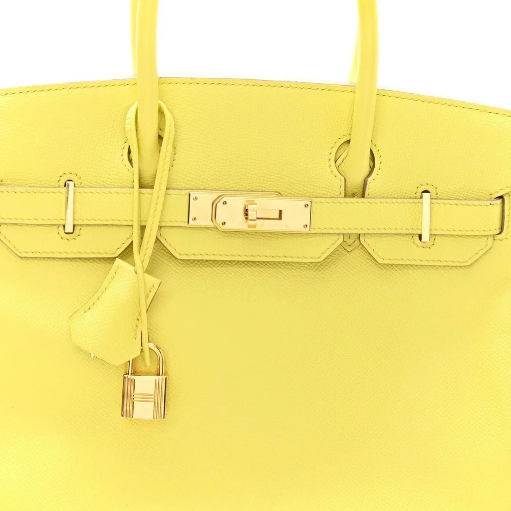 Birkin25 Sellier Jaune Milton Veau Epsom Silver Handbag
