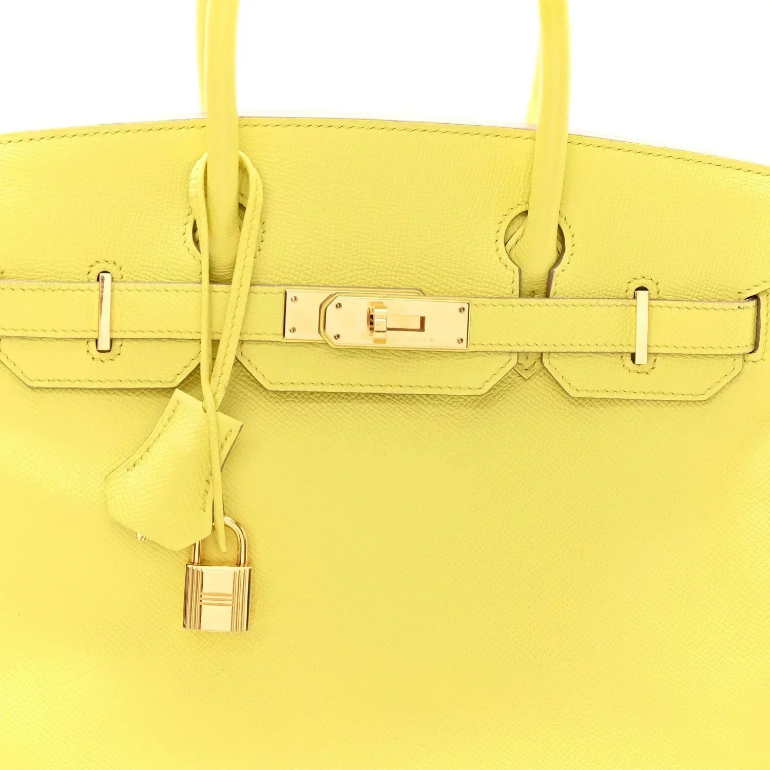 Birkin25 Sellier Jaune Milton Veau Epsom Silver Handbag