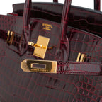 Birkin 35 Bag Bordeaux Porosus Crocodile with Gold Hardware