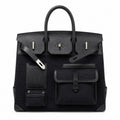 Birkin Cargo 40 Total Black Canvas and Leather Multi-Pocket Bag