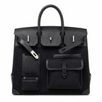 Birkin Cargo 40 Total Black Canvas and Leather Multi-Pocket Bag