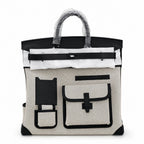 Birkin Cargo 40 Black Leather and Ecru Canvas Multi-Pocket Bag