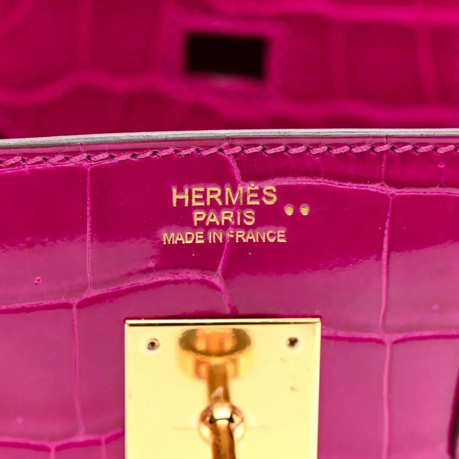 Birkin 30 Rose Pourpre Shiny Niloticus Crocodile Gold Hardware