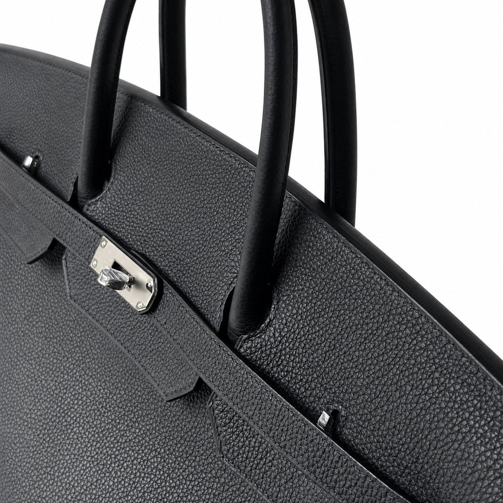 Birkin 40 Retourne in Noir Togo Leather (Palladium Hardware)