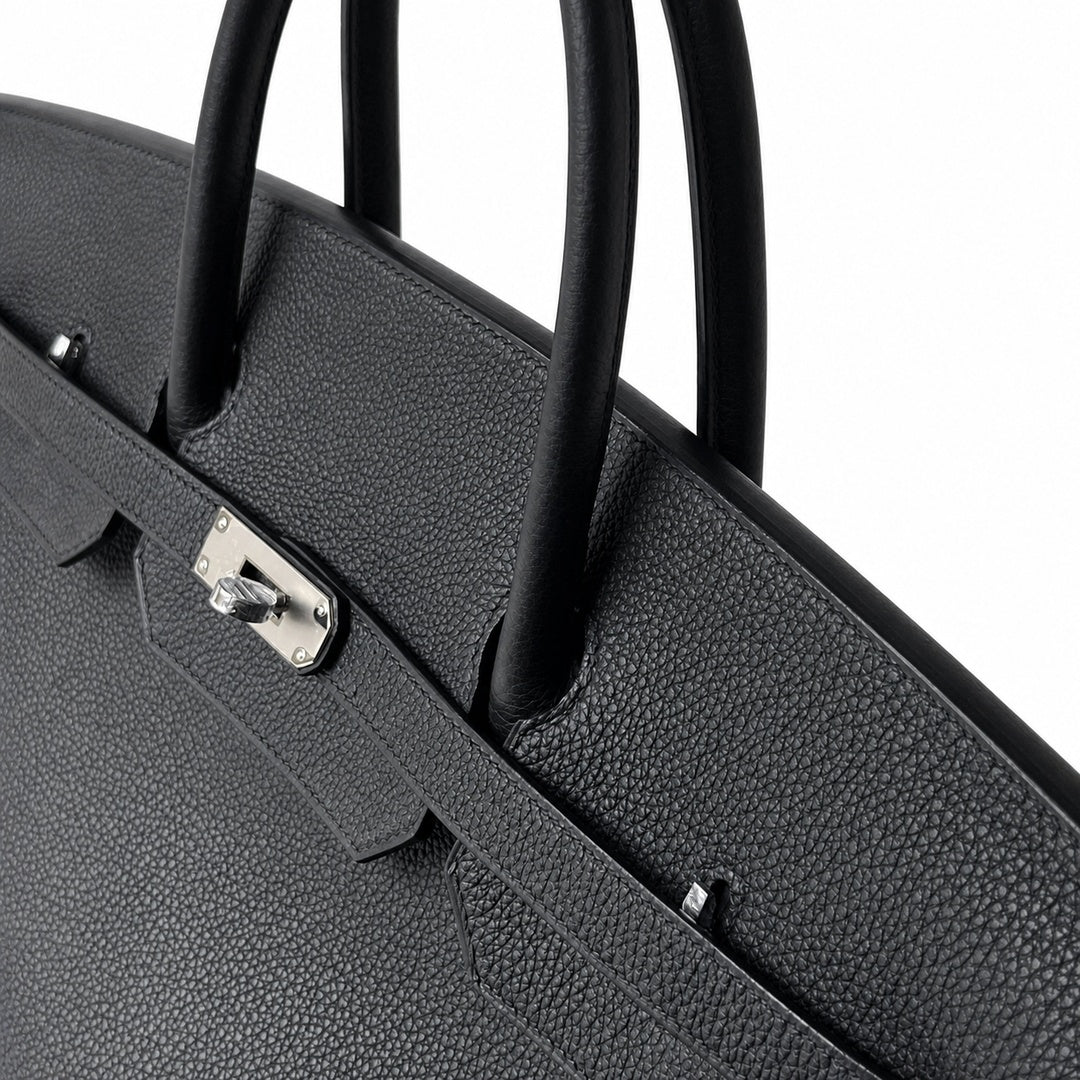 Birkin 40 Retourne in Noir Togo Leather (Palladium Hardware)