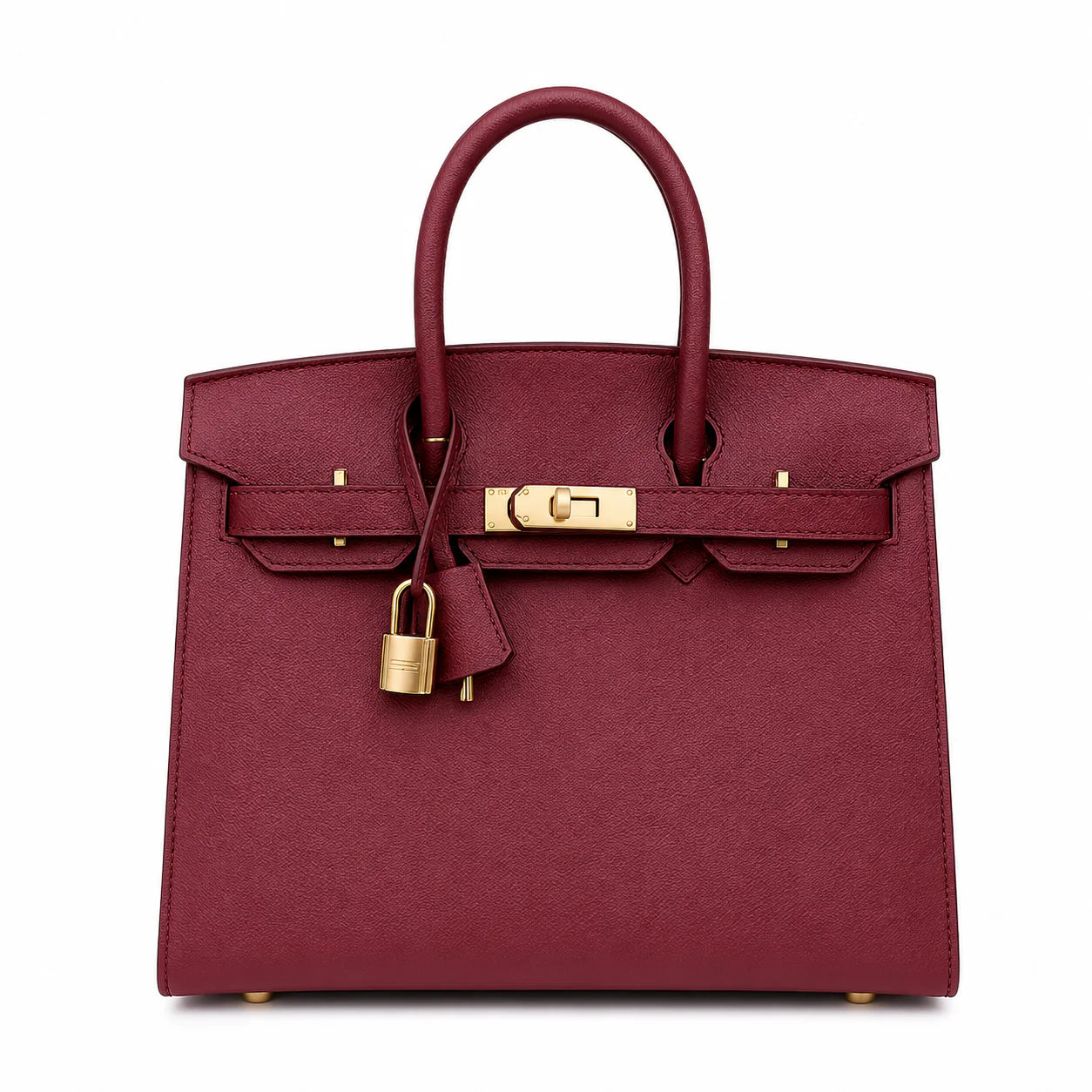 Birkin Style 25/30 Sellier in Bordeaux Epsom Leather (Gold Hardware)