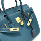 Birkin Style Retourne in Malachite Togo Leather (Gold Hardware)