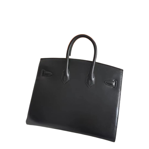 Hermès Birkin 25 Sellier Noir Box Calfskin Silver Hardware