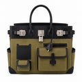 Birkin Cargo 40 Kaki Green Canvas and Black Leather Multi-Pocket Bag