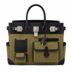 Birkin Cargo 40 Kaki Green Canvas and Black Leather Multi-Pocket Bag