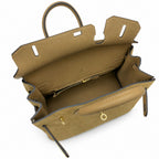 Elegant Neutral Birkin 25cm Grizzly Beige Suede Luxury Top-Handle Tote