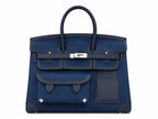 Birkin Cargo 35 in Bleu Marine Toile Goéland and Swift Leather (Palladium Hardware)